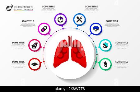 Infographic design template. Health care with 8 steps. Can be used for workflow layout, diagram, banner, webdesign. Vector illustration Stock Vector