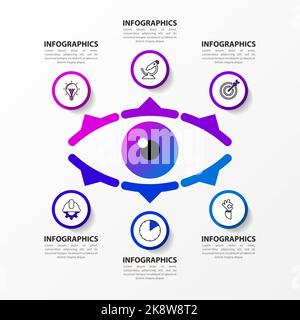 Infographic design template. Creative concept with 6 steps. Can be used for workflow layout, diagram, banner, webdesign. Vector illustration. Stock Vector