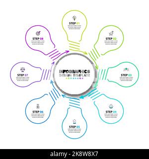 Infographic design template. Creative concept with 8 steps. Can be used for workflow layout, diagram, banner, webdesign. Vector illustration Stock Vector