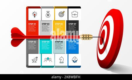 Infographic design template. Creative concept with 8 steps. Can be used for workflow layout, diagram, banner, webdesign. Vector illustration Stock Vector