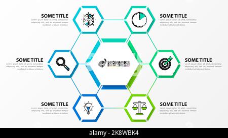 Infographic template. 6 steps honeycomb design with beautiful colors ...