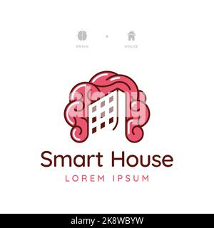 Smart House Symbol. Office inside brain concept. Vector illustration Stock Vector