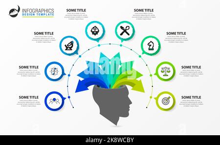 Infographic design template. Creative concept with 8 steps. Can be used for workflow layout, diagram, banner, webdesign. Vector illustration Stock Vector