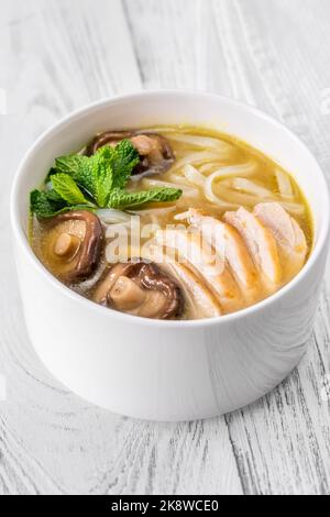 Chicken ramen with shiitake mushrooms and noodles Stock Photo - Alamy