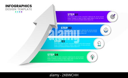 Infographic template with icons and 4 options or steps. Arrow. Can be used for workflow layout, diagram, banner, webdesign. Vector illustration Stock Vector