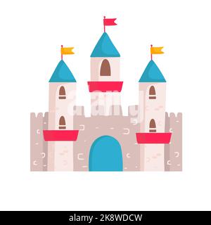 fairytale castles. medieval buildings fortress fantasy gothic architecture towers for kings and queens. vector castles Stock Vector