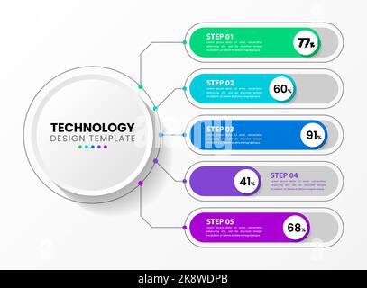 Five Steps Percentage Chart Slide Template Stock Vector Image & Art - Alamy