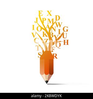 Colorful pencil with alphabet letters. Vector illustration. Stock Vector