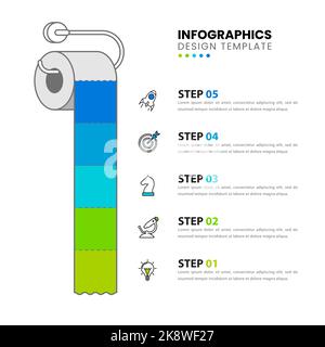 Infographic design template. Creative concept with 5 steps. Can be used for workflow layout, diagram, banner, webdesign. Vector illustration Stock Vector