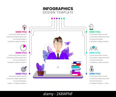 Infographic design template. Creative concept with 6 steps. Can be used for workflow layout, diagram, banner, webdesign. Vector illustration Stock Vector