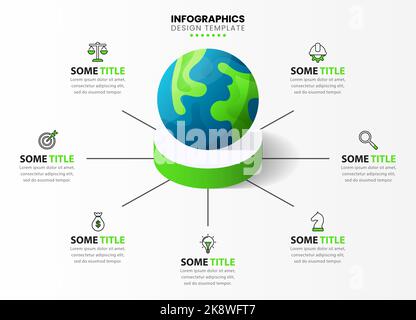 Infographic design template. Creative concept with 7 steps. Can be used for workflow layout, diagram, banner, webdesign. Vector illustration Stock Vector