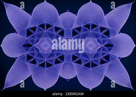 Fractal geometric shape with detailed structure, an illustration of the pattern complexity with infinite depth and complexity. Purple crochet pattern Stock Photo