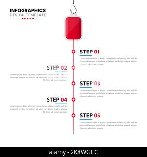 Infographic design template. Blood donation concept with 5 steps. Can be used for workflow layout, diagram, banner, webdesign. Vector illustration Stock Vector
