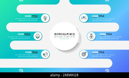 Infographic design template. Creative concept with 6 steps. Can be used for workflow layout, diagram, banner, webdesign. Vector illustration Stock Vector