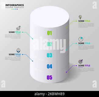 Infographic design template. Creative concept with 5 steps. Can be used for workflow layout, diagram, banner, webdesign. Vector illustration Stock Vector