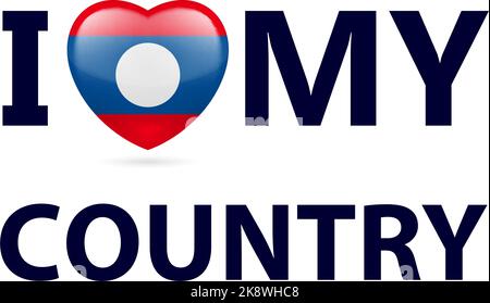 Heart with Laotian flag colors. I Love My Country - Laos Stock Vector