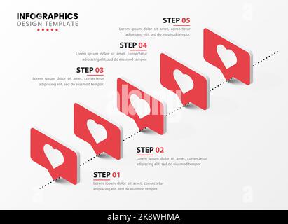 Infographic design template. Creative concept with 5 steps. Can be used for workflow layout, diagram, banner, webdesign. Vector illustration Stock Vector