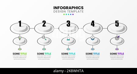 Infographic design template. Creative concept with 5 steps. Can be used for workflow layout, diagram, banner, webdesign. Vector illustration Stock Vector