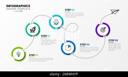 Infographic design template. Timeline concept with 5 steps. Can be used for workflow layout, diagram, banner, webdesign. Vector illustration Stock Vector