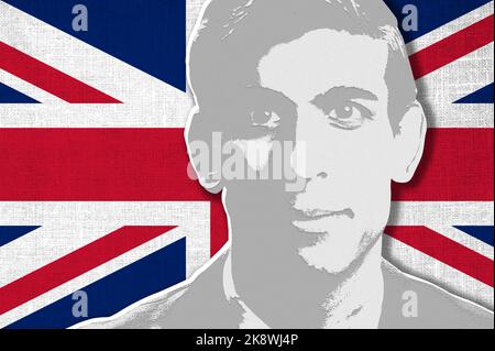 Rishi Sunak and UK flag Stock Photo