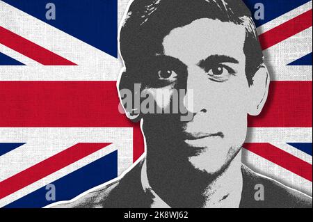 Rishi Sunak and UK flag Stock Photo