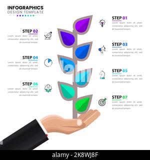 Infographic design template. Creative concept with 7 steps. Can be used for workflow layout, diagram, banner, webdesign. Vector illustration Stock Vector