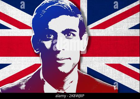 Rishi Sunak and UK flag Stock Photo