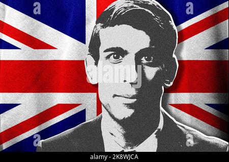 Rishi Sunak and UK flag Stock Photo