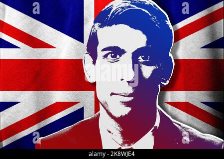 Rishi Sunak and UK flag Stock Photo