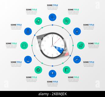 Infographic design template. Creative concept with 12 steps. Can be used for workflow layout, diagram, banner, webdesign. Vector illustration Stock Vector