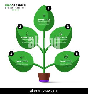 Infographic template with icons and 5 options or steps. Plant. Can be used for workflow layout, diagram, banner, webdesign. Vector illustration Stock Vector