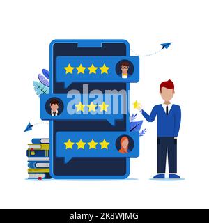 Review from customer. Online star rate. Vector illustration Stock Vector