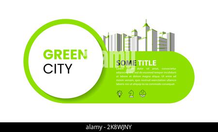 Banner with an ecological green city. Vector illustration Stock Vector