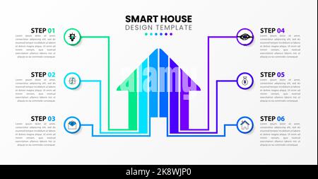 Infographic design template. Creative concept with 6 steps. Can be used for workflow layout, diagram, banner, webdesign. Vector illustration Stock Vector