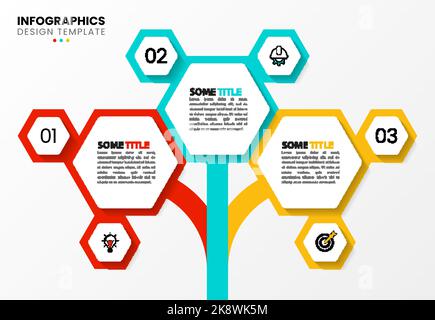 Infographic template with icons and 3 options or steps. Hexagon. Can be used for workflow layout, diagram, banner, webdesign. Vector illustration Stock Vector