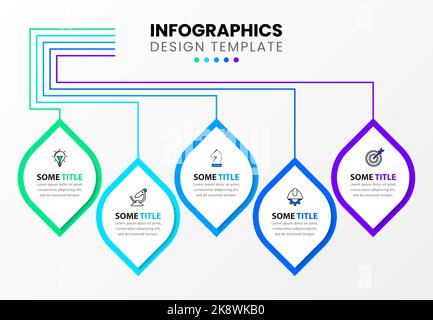 Infographic template with icons and 5 options or steps. Can be used for workflow layout, diagram, banner, webdesign. Vector illustration Stock Vector
