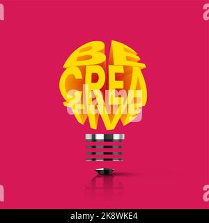 Be creative. Abstract light bulb with text. Vector illustration Stock Vector