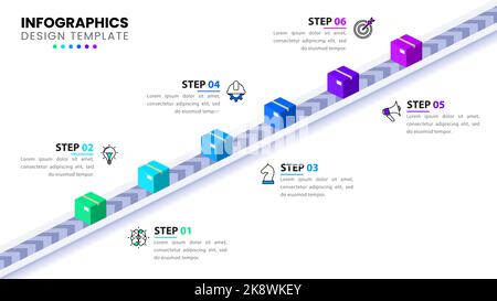 Infographic template with icons and 6 options or steps. Package. Can be used for workflow layout, diagram, banner, webdesign. Vector illustration Stock Vector