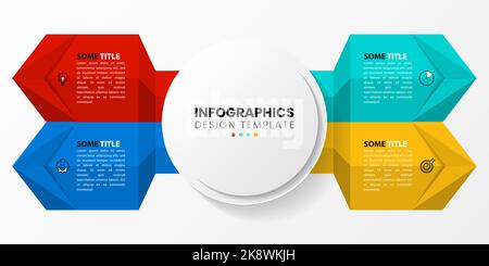 Infographic template with icons and 4 options or steps. Banner. Can be used for workflow layout, diagram, webdesign. Vector illustration Stock Vector