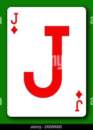 Jack of Diamonds playing card with clipping path 3d illustration Stock Photo