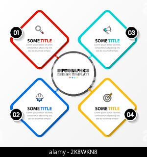 Infographic template with icons and 4 options or steps. Rectangles. Can be used for workflow layout, diagram, banner, webdesign. Vector illustration Stock Vector