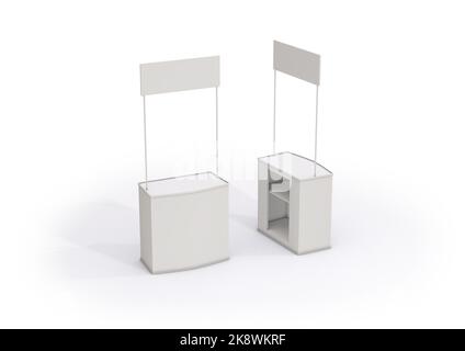 3D illustration of an exhibitor stand on white Stock Photo