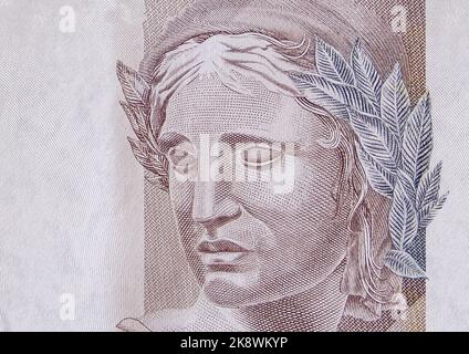 Official money of Brazil, Real Currency. Money, Reais, two hundred reais banknote in close-up. Stock Photo