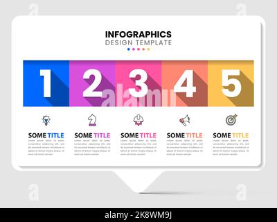 Infographic template with icons and 5 options or steps. Rectangle. Can be used for workflow layout, diagram, banner, webdesign. Vector illustration Stock Vector