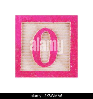 Number 0 zero childs wood block on white with clipping path Stock Photo