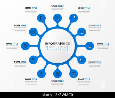 Infographic template with icons and 12 options or steps. Circle. Can be used for workflow layout, diagram, banner, webdesign. Vector illustration Stock Vector