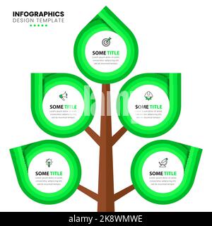 Infographic template with icons and 5 options or steps. Tree. Can be used for workflow layout, diagram, banner, webdesign. Vector illustration Stock Vector