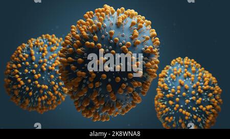 Respiratory syncytial virus or RSV, 3d rendering medical illustration, or human orthopneumovirus Stock Photo