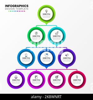 Infographic template with icons and 10 options or steps. Pyramid. Can be used for workflow layout, diagram, banner, webdesign. Vector illustration Stock Vector