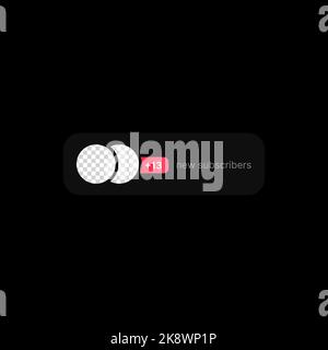 New Subscribers Notification Banner Illustration. Social Media UI Concept on Black Background. Two Empty Circles for Adding User Avatars with Editable Number of Subscribers. Web Element for Mobile Applications. Vector illustration Stock Vector